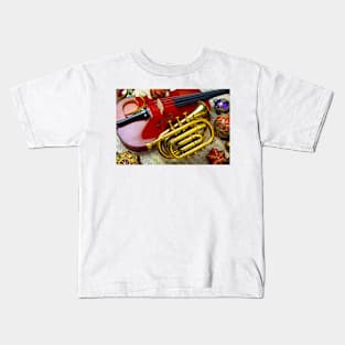 Trumpet And Violin Christmas Kids T-Shirt